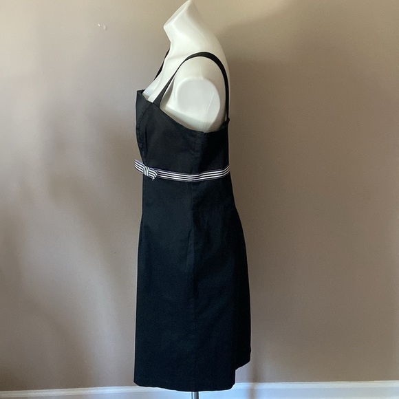 Vintage Clues Collection Black & White Sleeveless Cocktail Dress Striped Bow - Picture 4 of 5